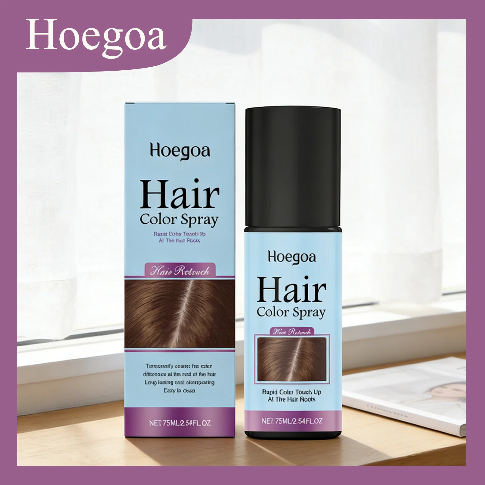 

Hoegoa 75mL Hair Color Spray Covers Color Differences Long Lasting Coverage Easy To Wash Out Convenient Touch Up Even Color Look