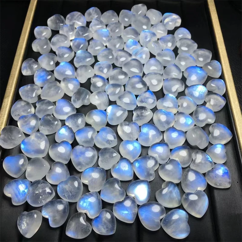 5pcs Natural Blue Moon Stone Heart Pendant Jewelry Fashion Fengshui Crystal Carved DIY Accessories Gift 13.5-16mm