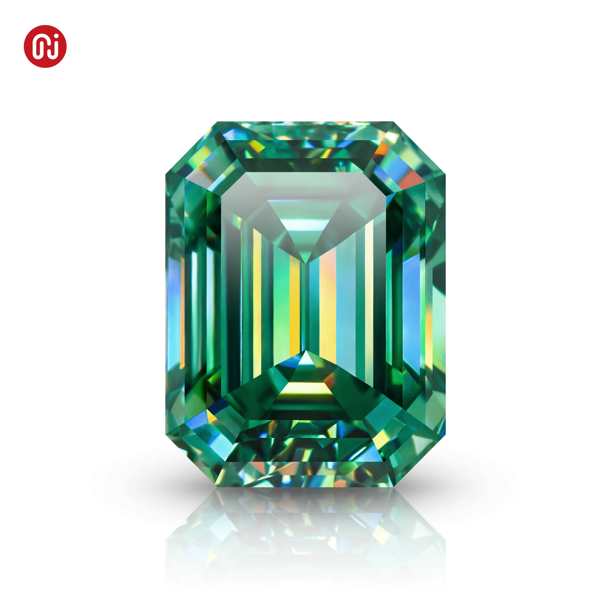 GIGAJEWE Moissanite Green Color  Customized Emerald Cut VVS1 Loose Diamond Test Passed Gemstone For Jewelry Making