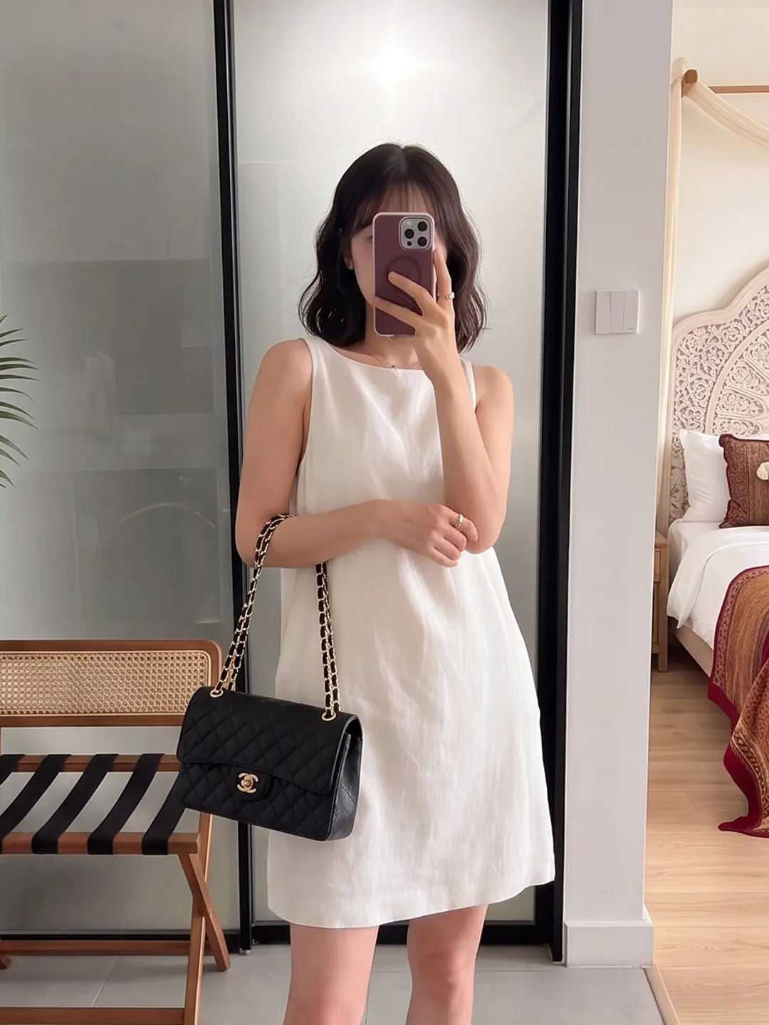 Minimalist Casual White Sleeveless Vest Dress Women Summer Loose Versatile Small Size Age-Defying Vest Skirt Standard Fit