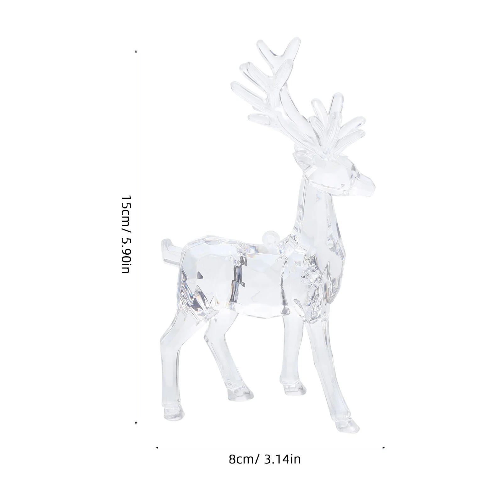 2 Pcs Christmas Elk Home Decor Figurines Decors Small Acrylic Decorations Miniature Clear