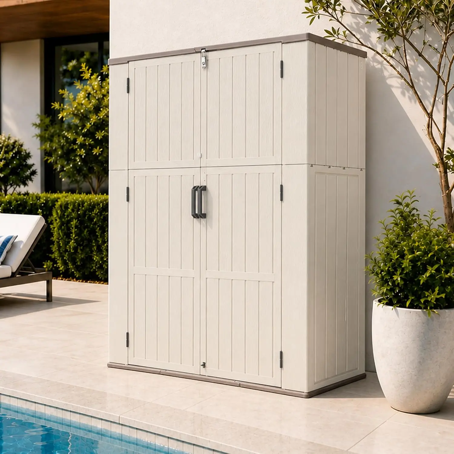 60 Cu.Ft Outdoor Resin Storage Cabinet Lockable Adjustable Shelf Weatherproof Patio Garage Tool Organizer, Customized