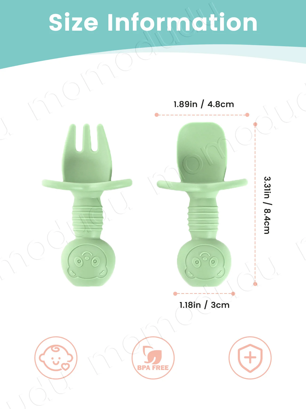 2pcs Food Grade Children Wooden Handle Silicone Spoon Fork Cutlery Baby Training Complementary Food Spoon BabyFeeding Spoon Fork