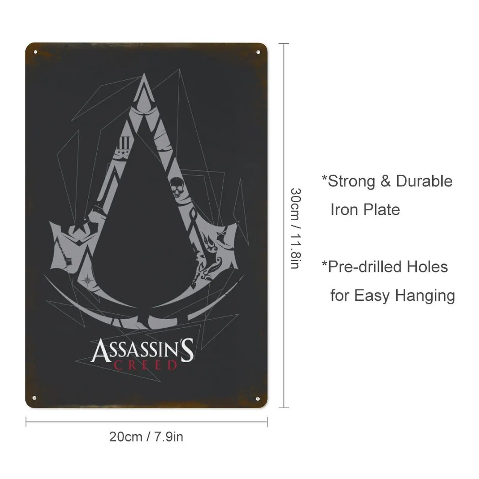 Assassins Creed Logo Metal Tin Sign Poster 8”×12” Painting Sign Funny Wall Vintage Art Decor Retro Plaque For Home Bar Pub Club