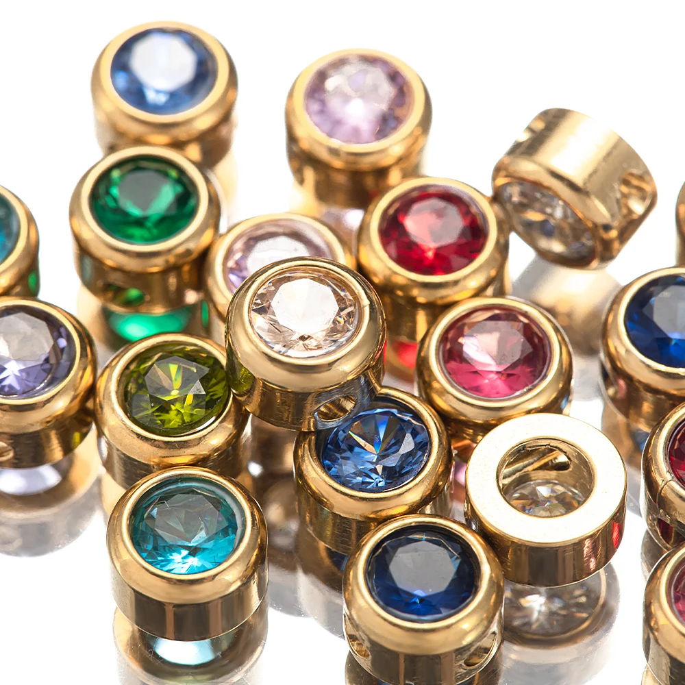 

10pcs Stainless Steel Glass Charms for Jewelry Making 6mm Pendants with Hole for Necklace Bracelet Christmas Earrings DIY