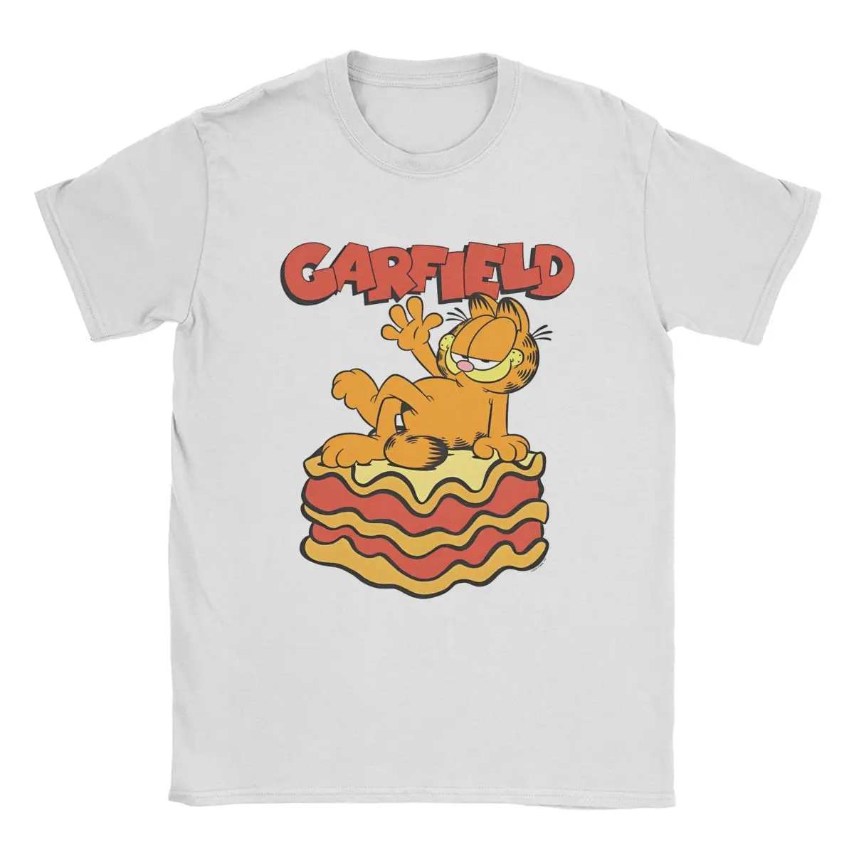 

G-Garfielded Lasagna Slice Pose T Shirts Men Pure Cotton Vintage T-Shirts Cute Cartoon Tee Short Sleeve Clothing Plus Size