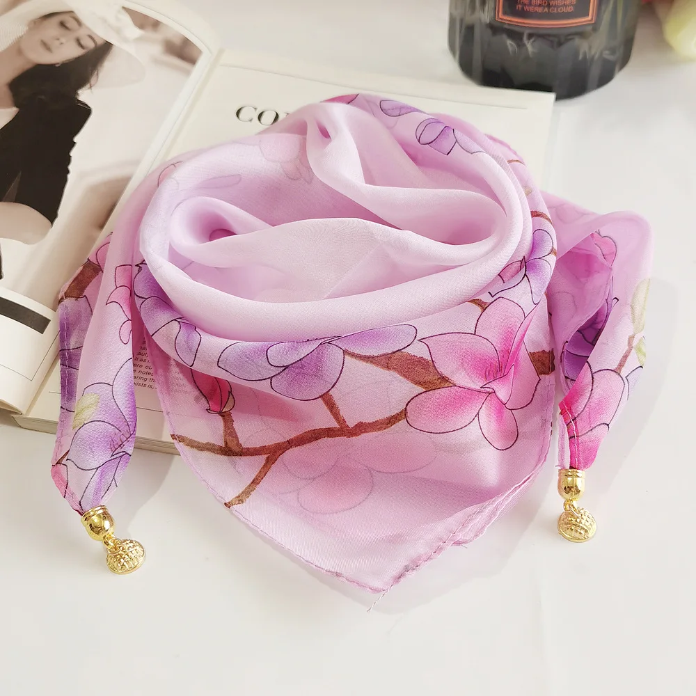 Neue Mode Magnetische Schnalle Schal Dünnen Schal Dekorative Chiffon Quadrat Sonnencreme Hals Abdeckung frauen Schals Party Geschenk – Detail 14