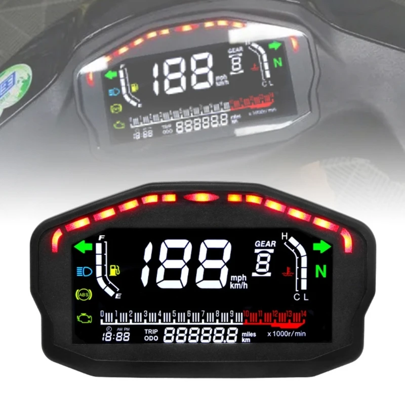 Speedometer Digital Dashboard LED Electronics Motorcycles 14000RPM Meter Universal FIts Most Motocross