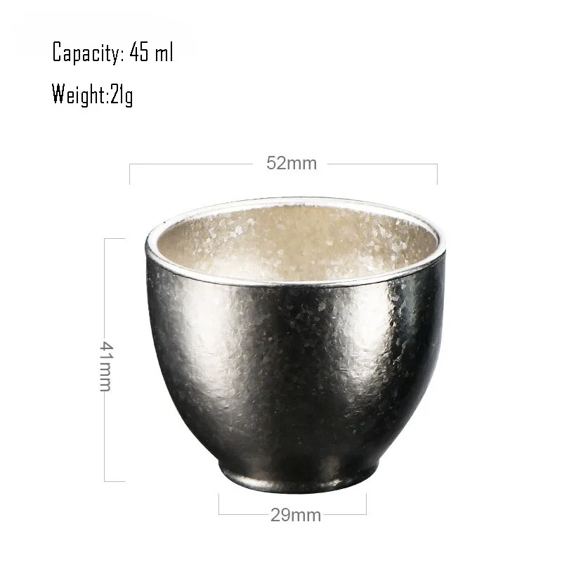 45ml Pure Titanium White Wine Mug,Double Layer,Insulated,Anti-hot,Mildew Proof,Kung Fu Tea Set,Drinkware,Portable Small Tea Cup