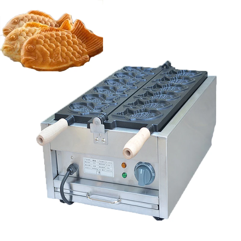 

Commercial 6 Pcs Fish Shape Taiyaki Machine Waffle Maker Machine Taiyaki Iron Plate 220V/110V