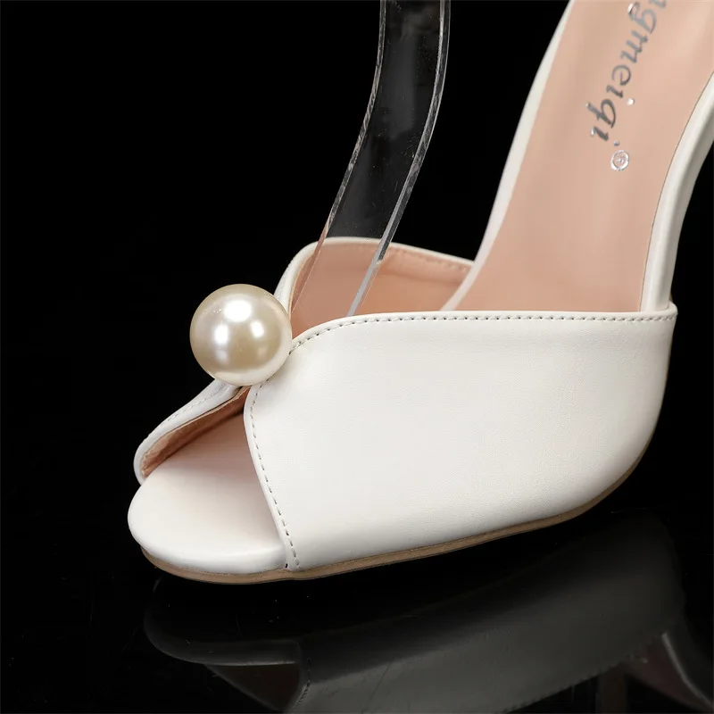 Luxury Silver White Peep toe Women Pumps Sandals Sexy Ankle Strap High Heels Summer Bridal Wedding Party Shoes Sandals - view 4