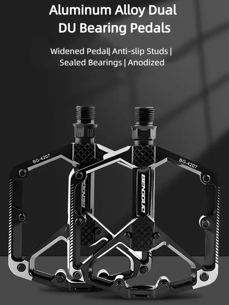 AliExpress NONE Aluminum Alloy Bicycle Pedals Dual DU Bearing Bike Pedals Ultralight Bicycle Footboards For MTB Mountain Bike