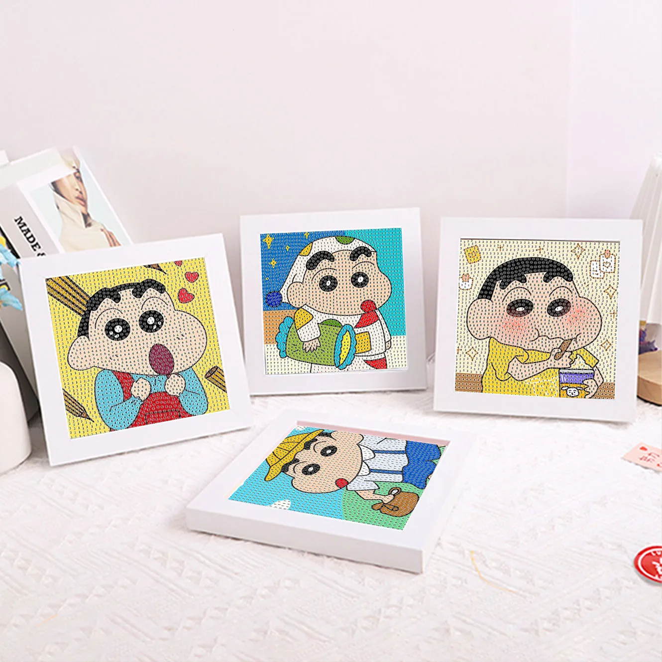 

MINISO&Crayon Shin chan Cartoon Crystal Diamond Decoration Painting Handmade DIY Mosaic Frame Kit Birthday Gift Decoration