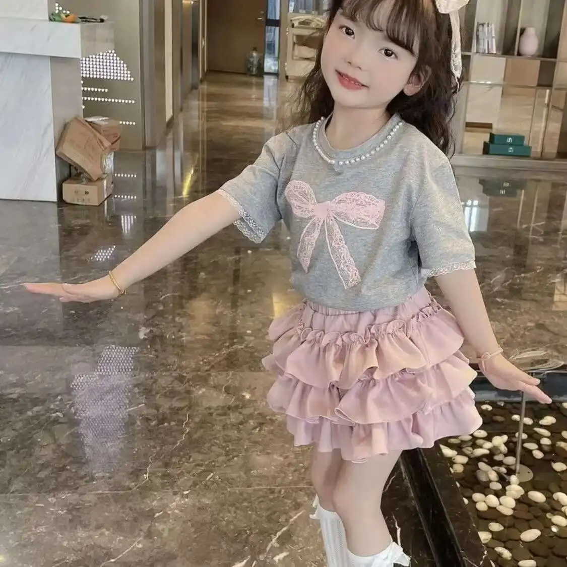 

New Girls 2 Pcs Clothing Set Kids Suits Children Clothes Sets Baby Outfits Summer 24-117