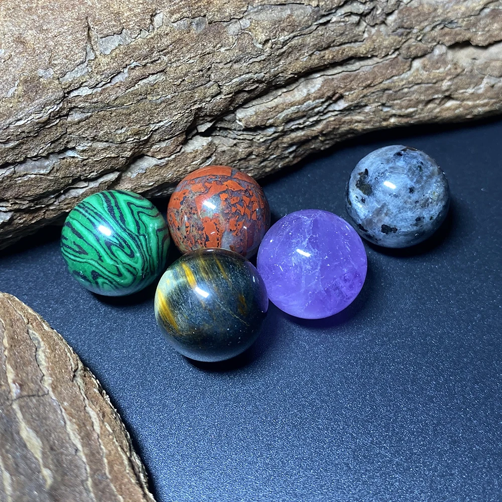 S34 Natural Mini Crystal Ball Round Bead 16mm Rare Marble Reiki Healing Quartz Amethyst Natural Agate Mineral Specimen