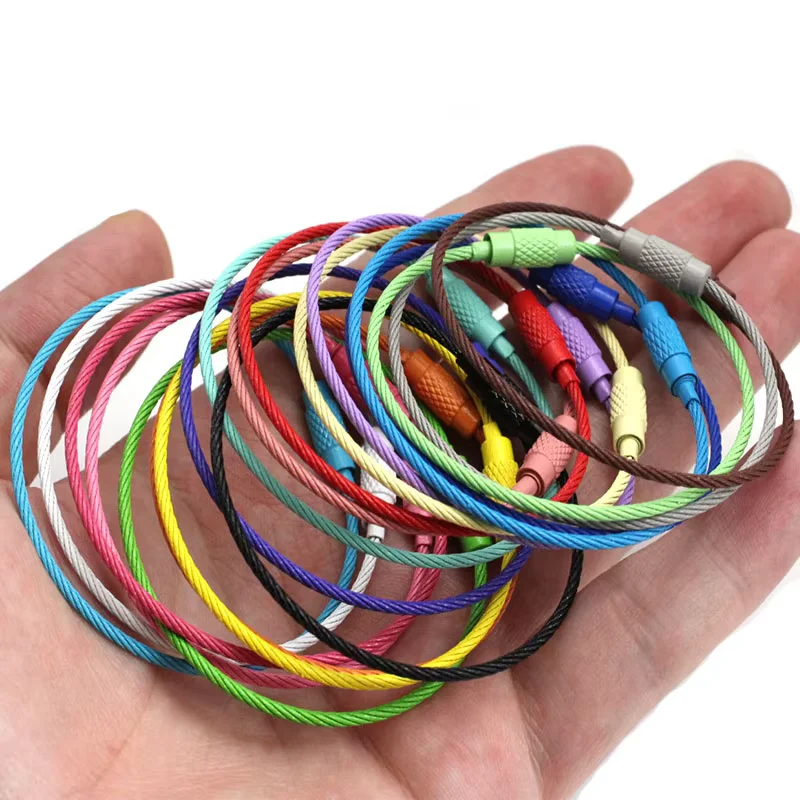 20-10 teile/los Edelstahl Draht Schlüsselbund Ring schlüssel schlüsselring für Gepäck Tags 15 cm Lange Kabel Schleife schraube Lock Seil Outdoor Werkzeuge – Detail 2