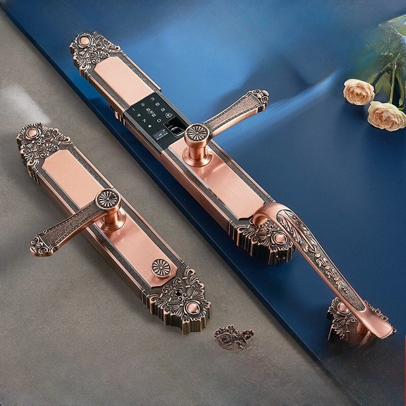 

Villa door fingerprint lock household anti-theft double door password lock European high-end home copper door smart lock