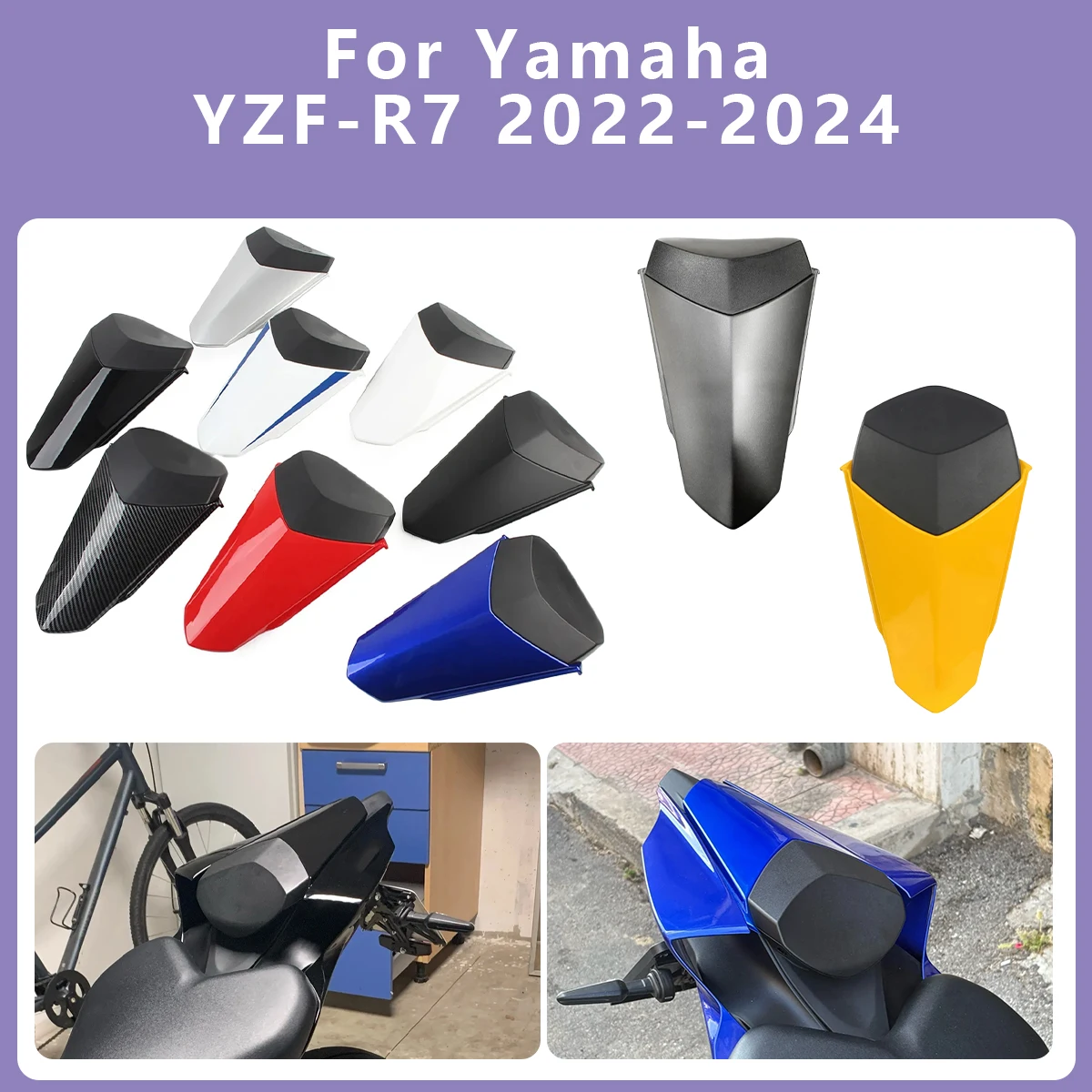 

For Yamaha YZF R7 2024 2023 2022 Motorcycle Shock Absorption Rear Passenger Pillion Seat Cover Fairing Cowl YZF-R7 YZFR7