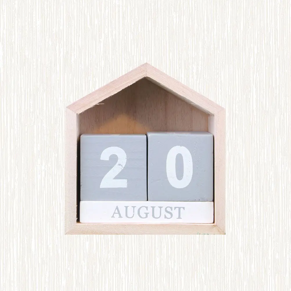 

1Pcs Wooden Desktop Calendar Retro Shape Manual Date Change Office Home Decoration Desktop Ornament Wooden Calendar