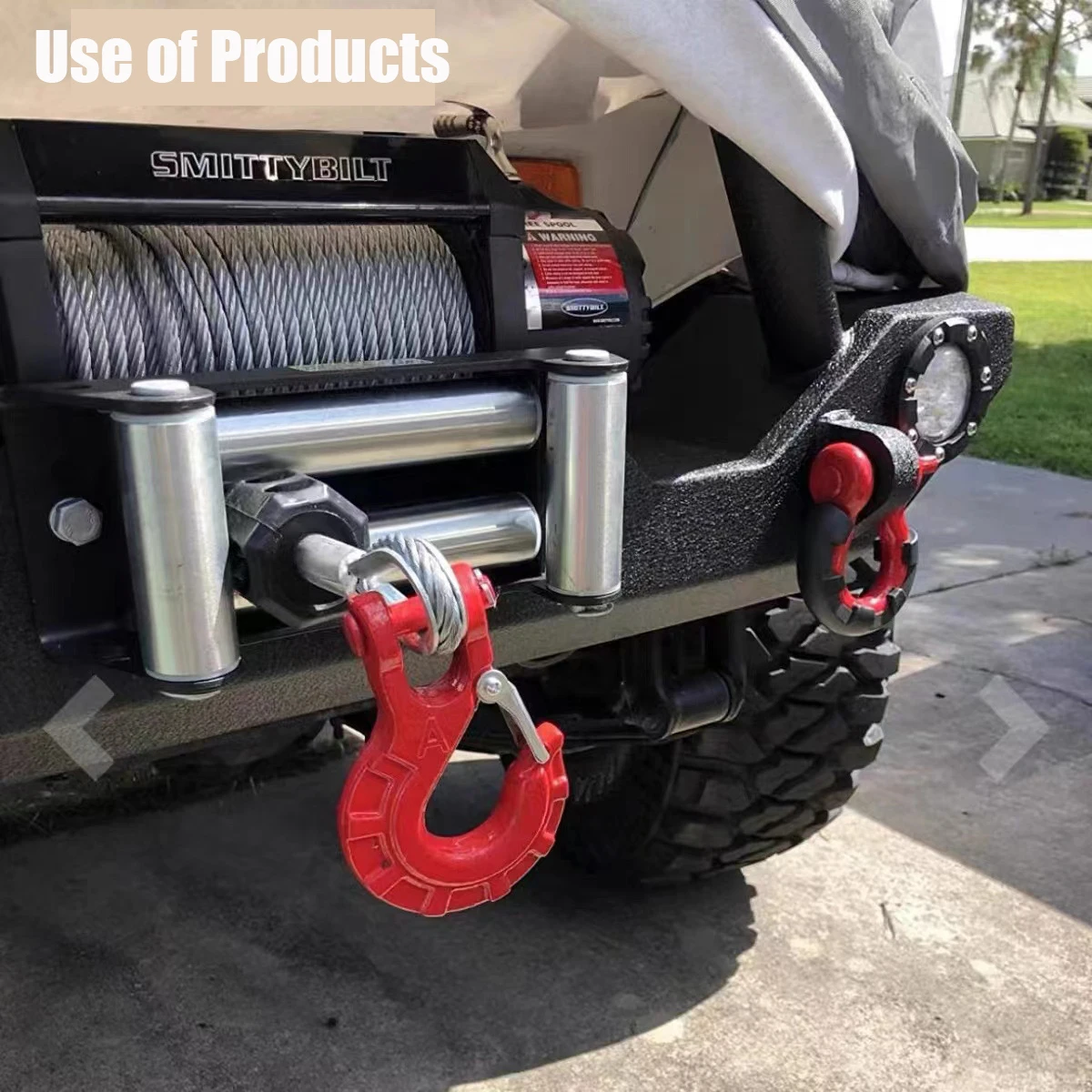 17T Heavy Duty Winch Hook 3/8 G70 Alloy Steel Tow Hook Stopper Clevis Slip Winch Hook Set UTV ATV Modification Trailer Accessory