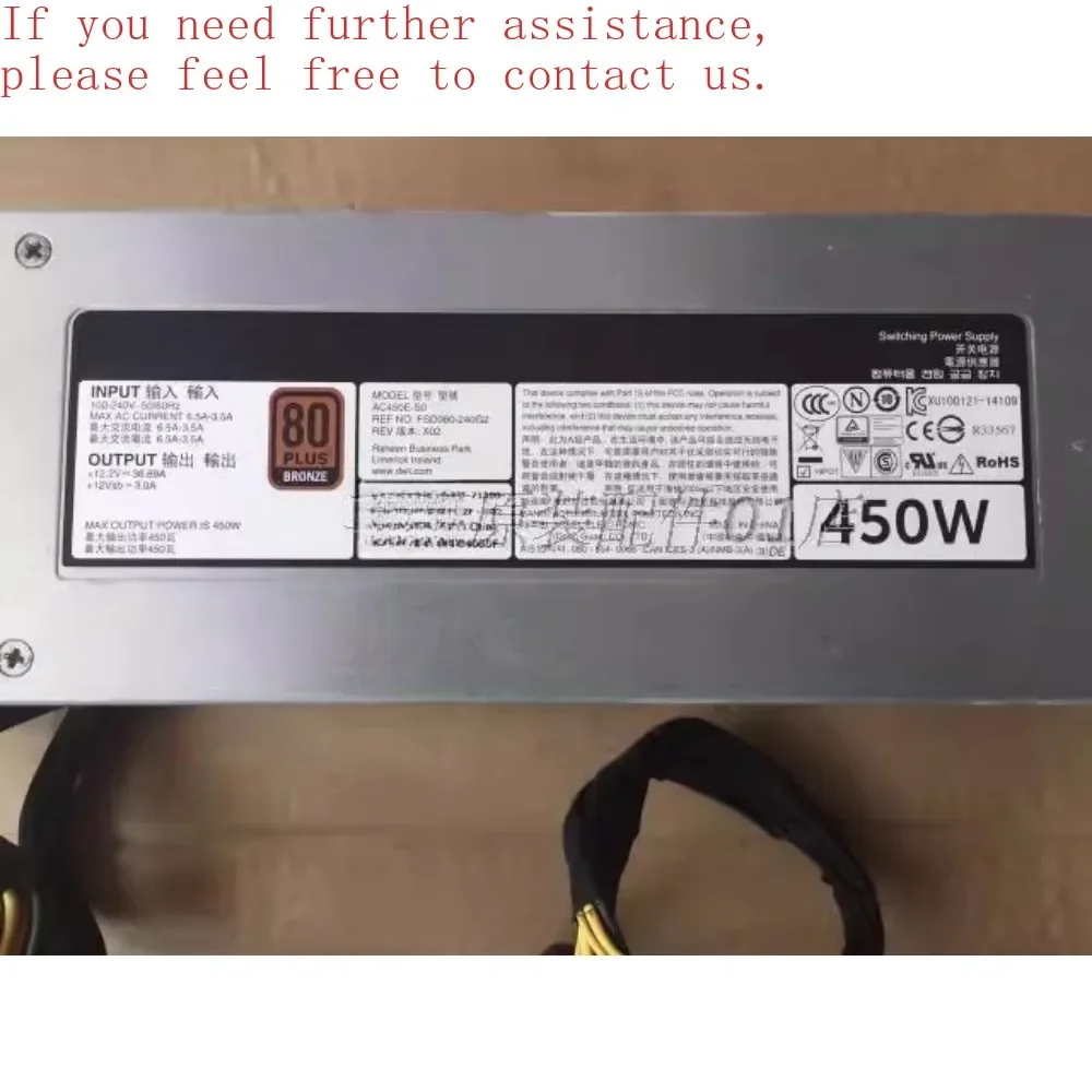 For DELL POWEREDGE T430 Server Power Supply T430 T330 Cold Power 450W 40GDF H3DKF
