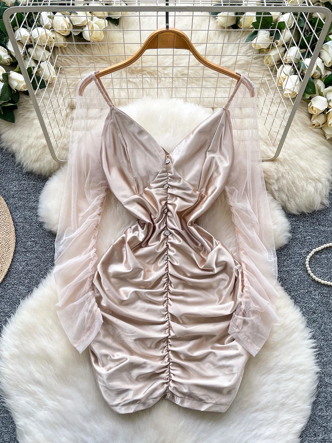 

Сексуальная облегающая юбка для похудения с V-Ne Long Sve Me, облегающая юбка со сборками на талии, летняя одежда из полиэфирного волокна с высокой талией...