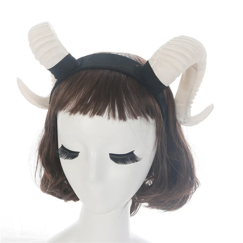 Costume Headband Goat Horn Headband Party Headpiece Headdress Hair Accessories for Party Decoration Favors Gift White