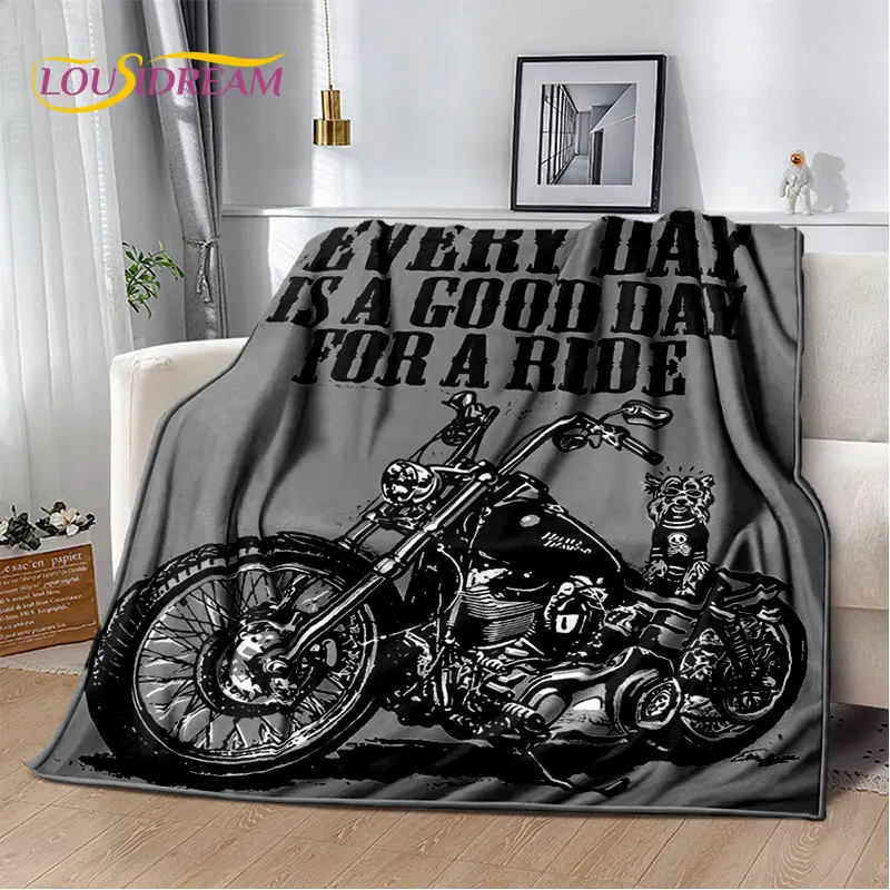 

Retro Vintage Motorcycle skull Soft Plush Blanket,Flannel Blanket Throw Blanket for Living Room Bedroom Bed Sofa Picnic Cover