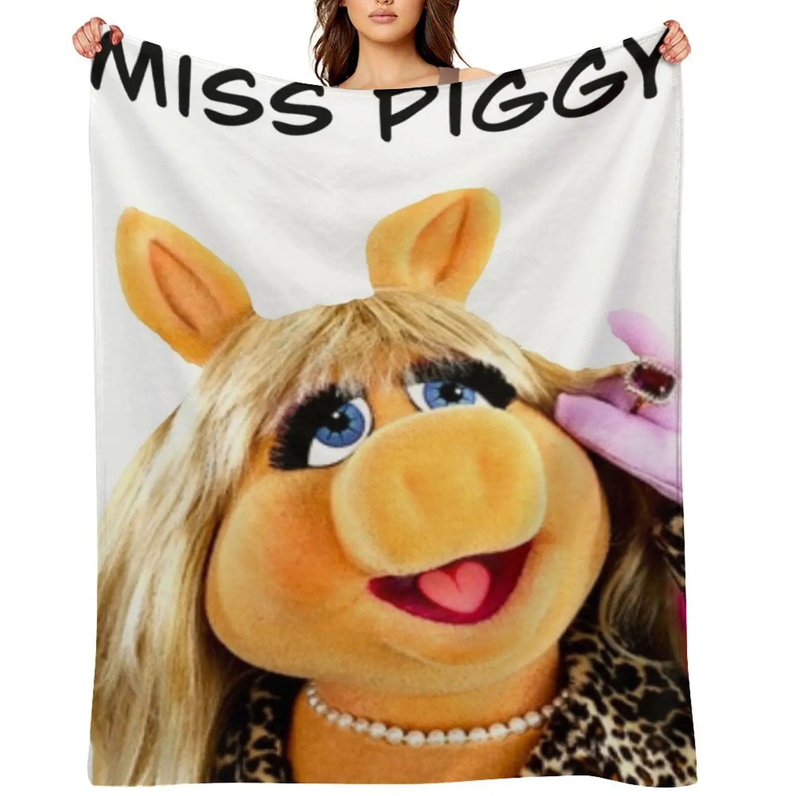 

Miss Piggy Muppet Throw Blanket Thin Plaid on the sofa Soft Sofa Quilt Blankets