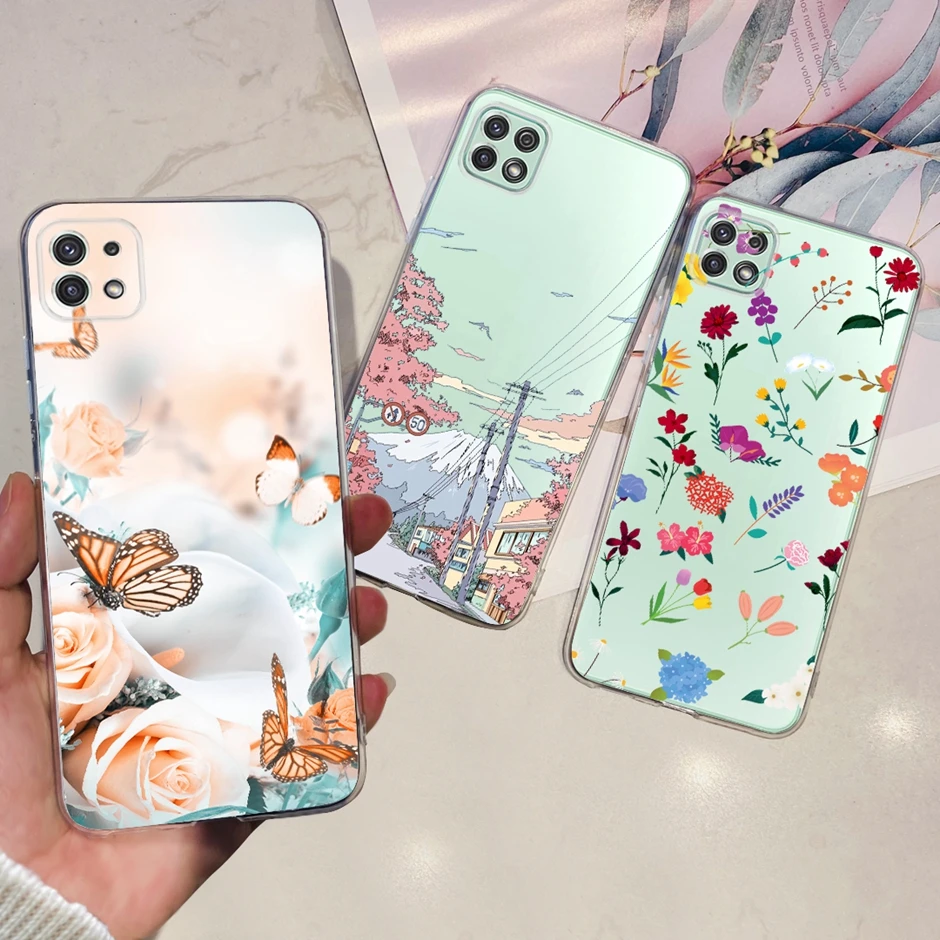 For Samsung Galaxy A22 Phone Case Cute Butterfly Colorful Soft Silicone Cover For Galaxy A22 A22s F42 A 22s F 42 5G SM-A226B