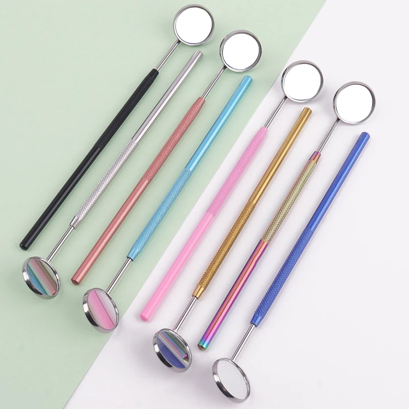 Stainless Steel Anti Fog Eyelash Check Mirror Knurled Non Slip Handle False Lash Graft Inspection Mirror Multi Purpose Tools