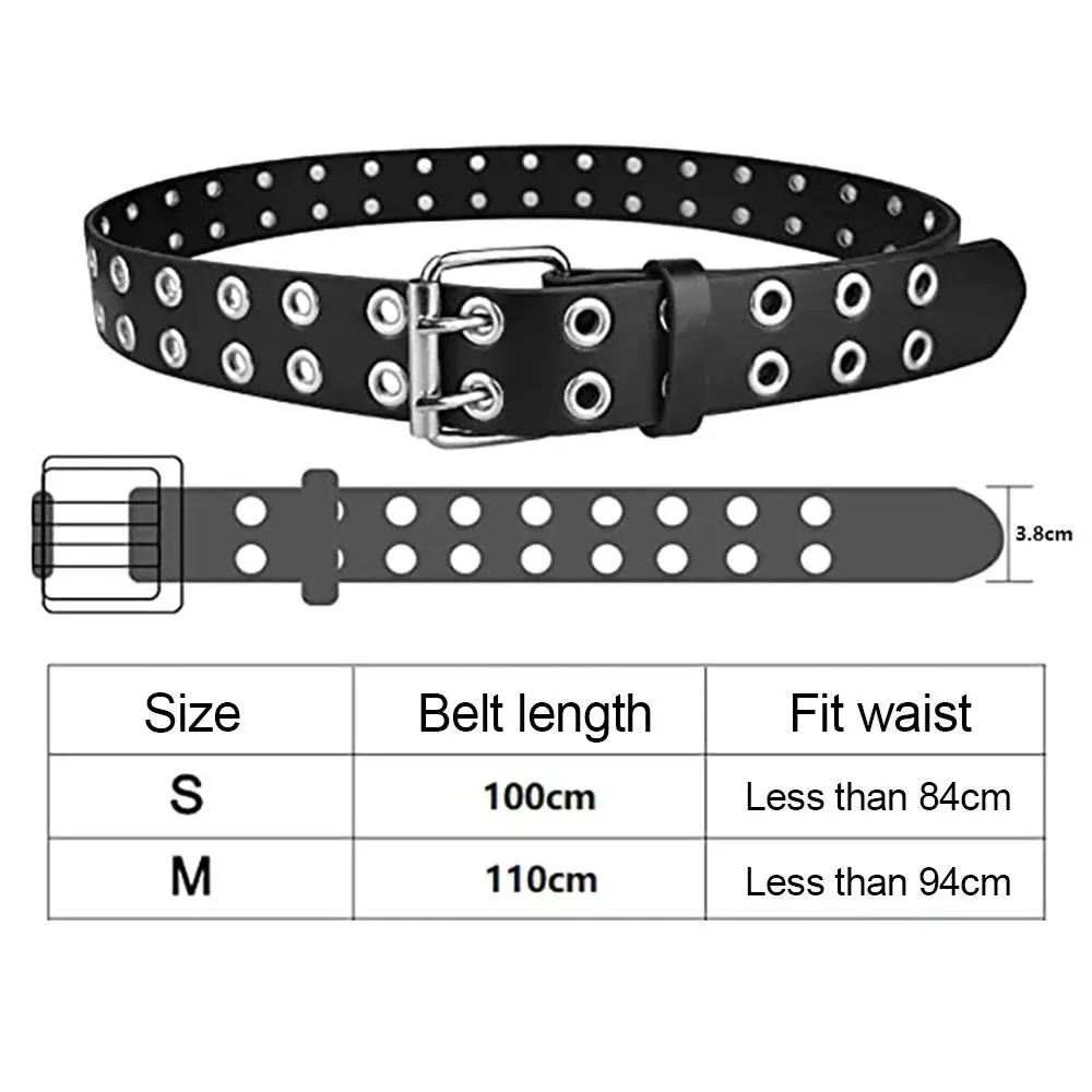 Women Punk Goth Belts Leather Women Pin Buckle Belt Double Pin Buckle Retro Punk Belt for Jeans Streetwear Halloween Decor
