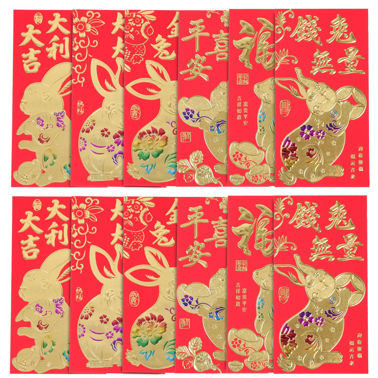 

60Pcs Rabbit Year Red Envelopes Chinese New Year Money Pouch Creative Paper Red Packets Spring Festival Gift Luck Money Bag 2023