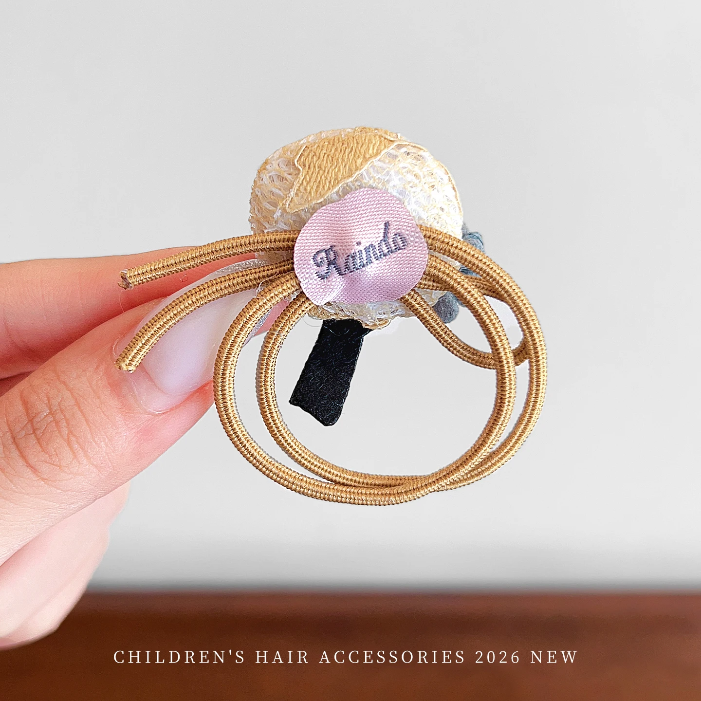 Koreanische Waldstil-Haargummis für Kinder, 1 Paar, handgefertigt, Stoff, Blumen, Baum, Pompon, Beeren, Haarbänder, weiche Gummibänder für kleine Mädchen – Detail 8