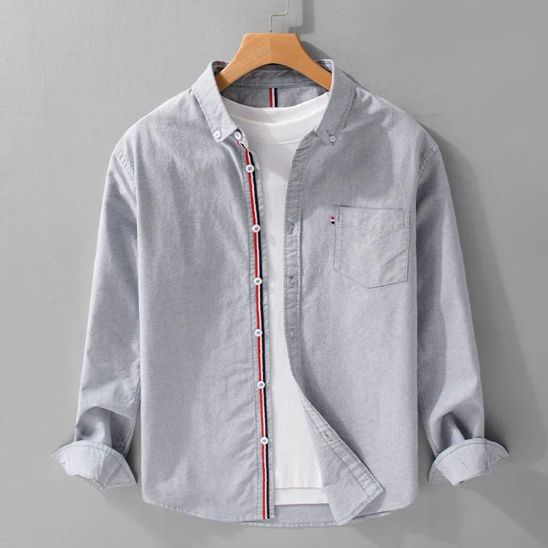 Men's British Style Ox Longsved  Shirt Fashionable Cool Sensation Three-acetate Fiber Women's Applicable Winter Edition