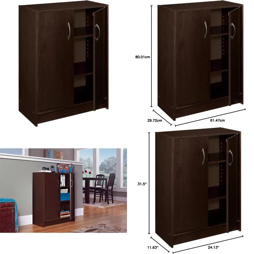 

Двухдверный штабелируемый органайзер для ламината эспрессо, компактное решение для хранения в шкафах