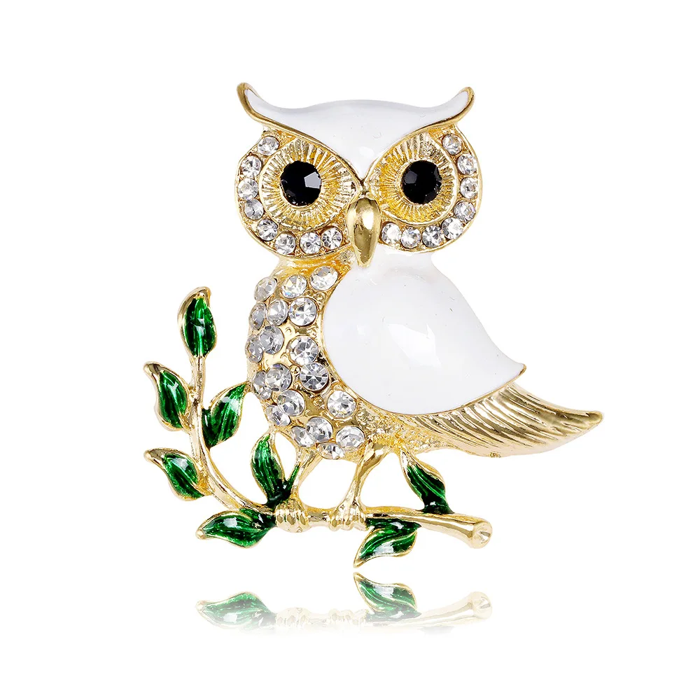 Fashion Owl Brooches Korean Trendy Zinc Alloy Imitation Rhinestone Blue Brooch Badge Pin Women Man Gifts Accessories