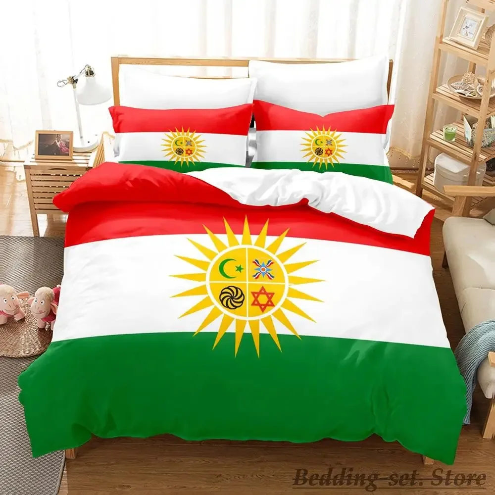 2023 Kurdistan Flag Bedding Set Single Twin Full Queen King Size Bed Set Adult Kid Bedroom Duvetcover Sets parure de lit Bed