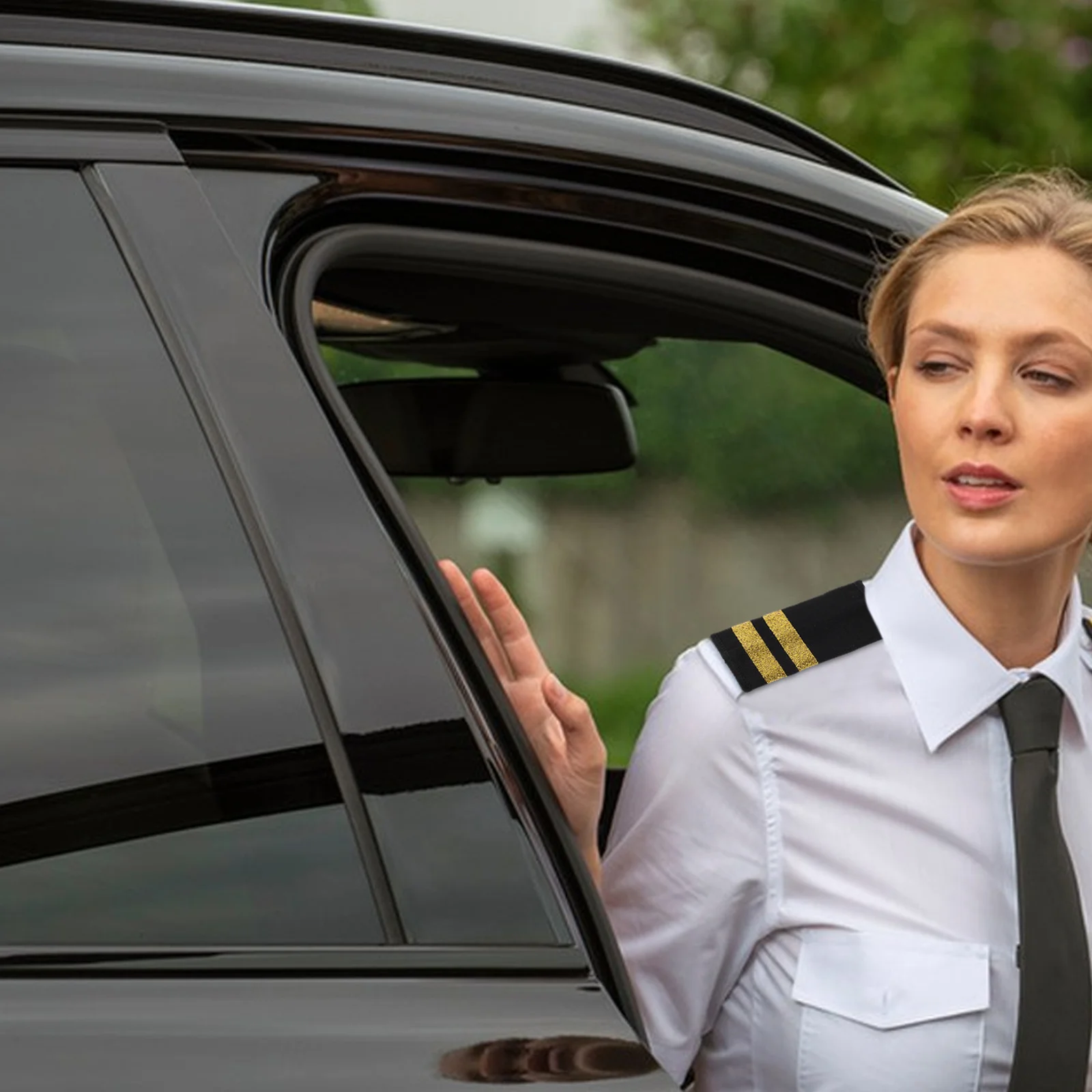 1 Pair Pilot Shoulder Boards Epaulets Two Bars Aviation Uniform Badge For Airline Captain Cosplay Costume Accessory