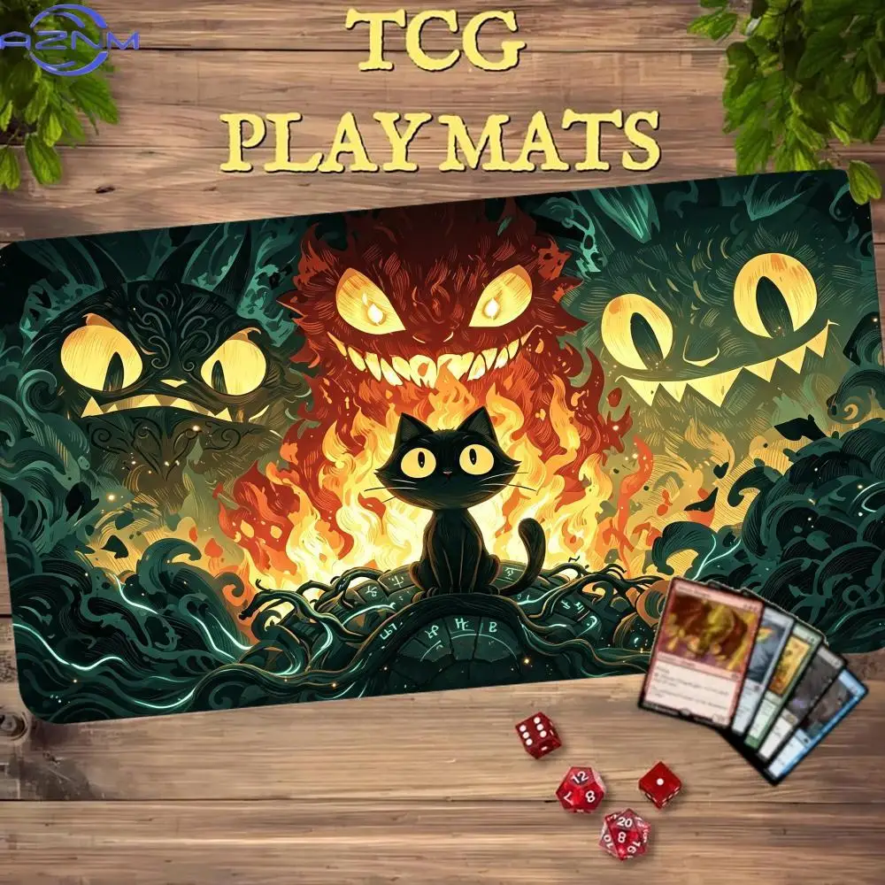 Black Cat Vs Demons TCG MTG Playmat 600X350MM Magic The Gathering Zone Desk Mat Non-Slip Rubber Mpusepad Trading Card Game Pad