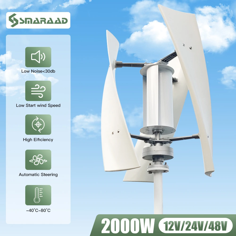 2000W Wind Generator Inner Air Duct Small Free Energy Wind Turbine Power Permanent Maglev 12v 24v with MPPT Controller