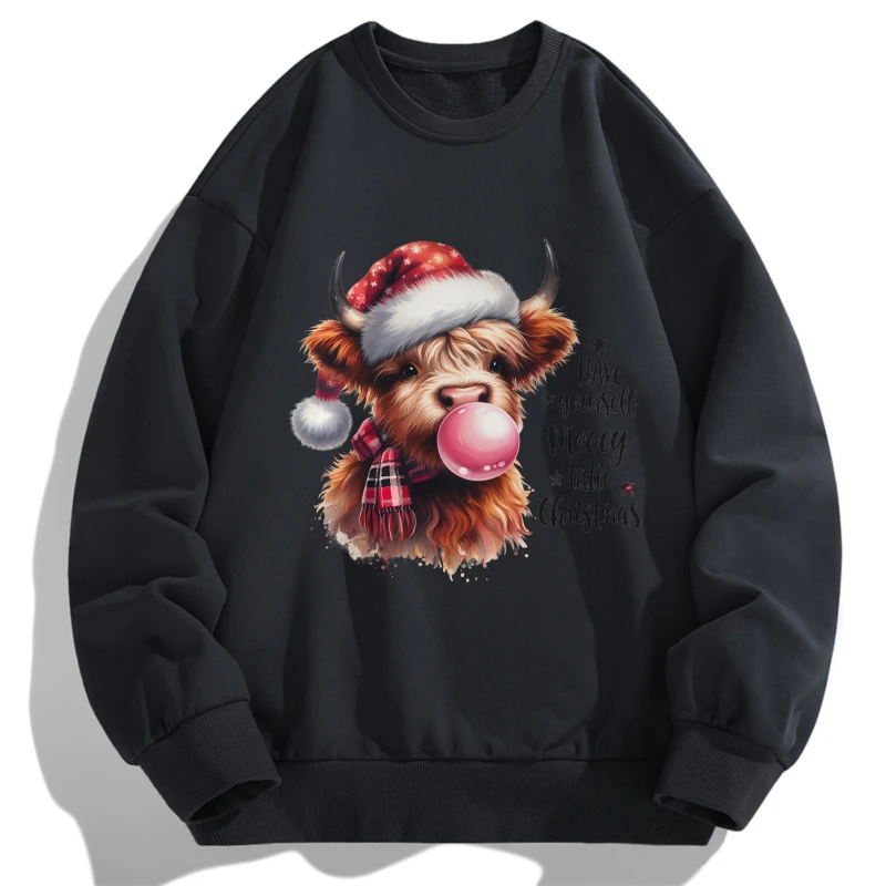

2025 Bullhead bubble-blowing graffiti print top O Neck Long Sleeve T Shirt Spring Autumn Casual Christmas Design Lightweight tee