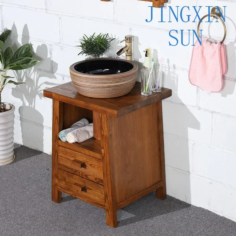 New Chinese washbasin cabinet combination balcony washstand bathroom cabinet antique