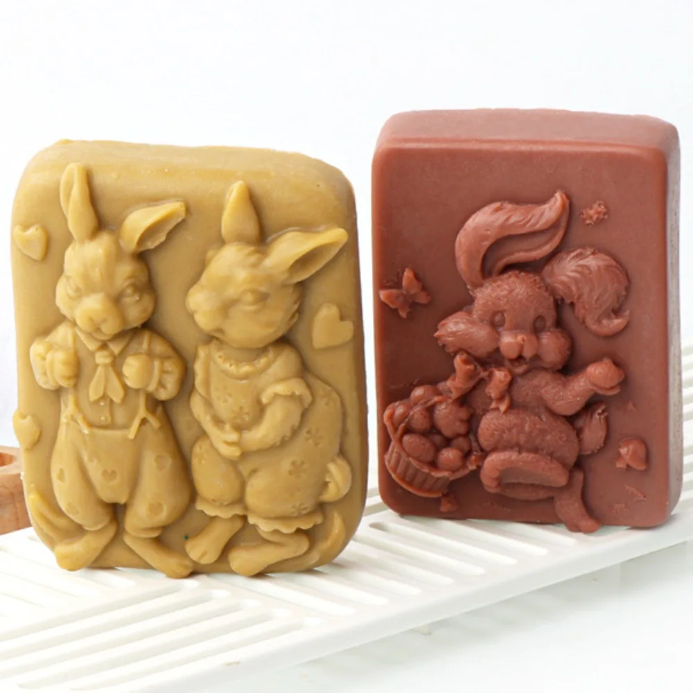 Easter Relief Rabbit Family DIY Soap Making Tool Flower Animal Bunny Candle Silicone Mould Butterfly Garden Chocolate Ice Tray