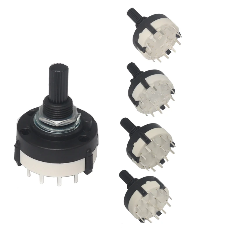 【5-1PCS】RS26 1 Pole 12 Selectable Band Rotary Channel Selector Switch Single Deck Rotary Switch 2 Pole 6/3 Pole 4/4 Pole 3
