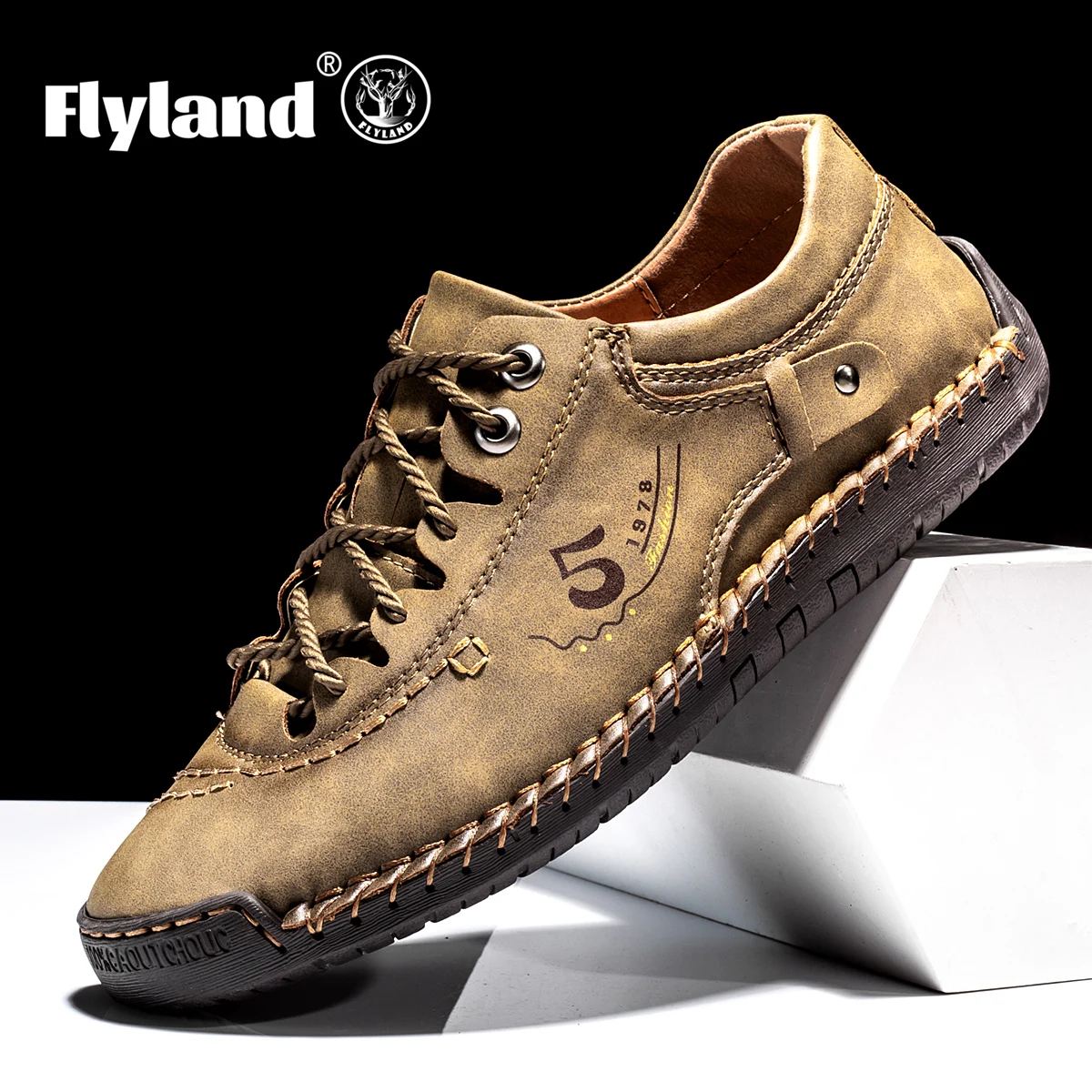 FLYLAND Classical Men\'s Leather Loafers Vintage Hand Stitching Oxfords Chukka Boots Ankle Boots Casual Daily Work Office Shoes