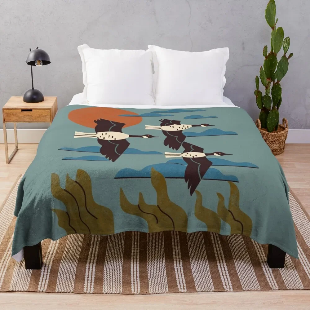 

Geese Flying South Throw Blanket Furry Luxury Soft Weighted Blankets