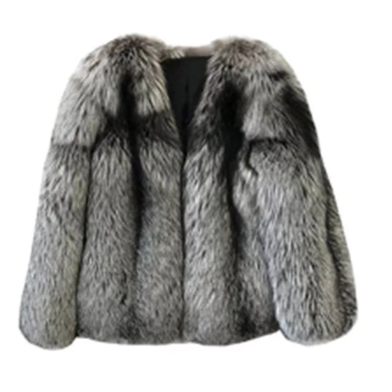 Women's fur coat short style fashion imitation fox hair whole fur coat autumn winter new casual lady jacket