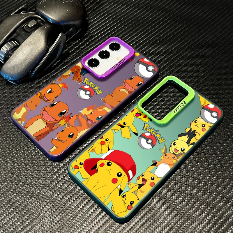 

P-Pokemons Pikachus Mewtwos For Samsung Galaxy S25 S24 S23 S22 S21 S20 Ultra Plus FE 5G Colorful Silver Phone Case TPU Cover