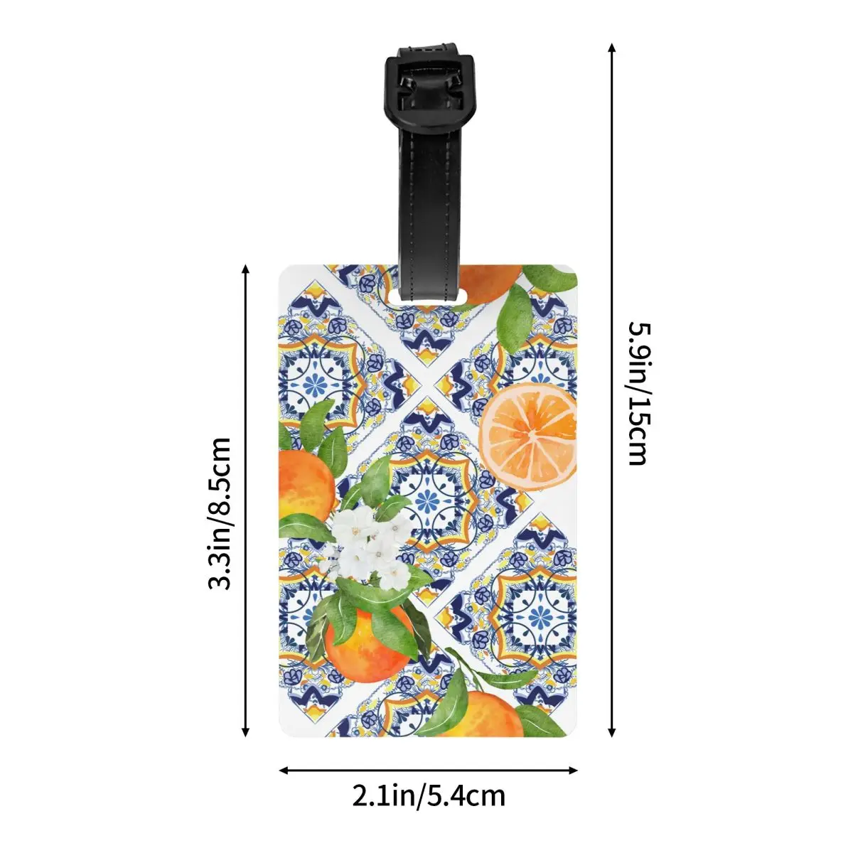 Custom Sicilian Tiles Summer Fruit Oranges Lemons Luggage Tag Privacy Protection Baggage Tags Travel Bag Labels Suitcase